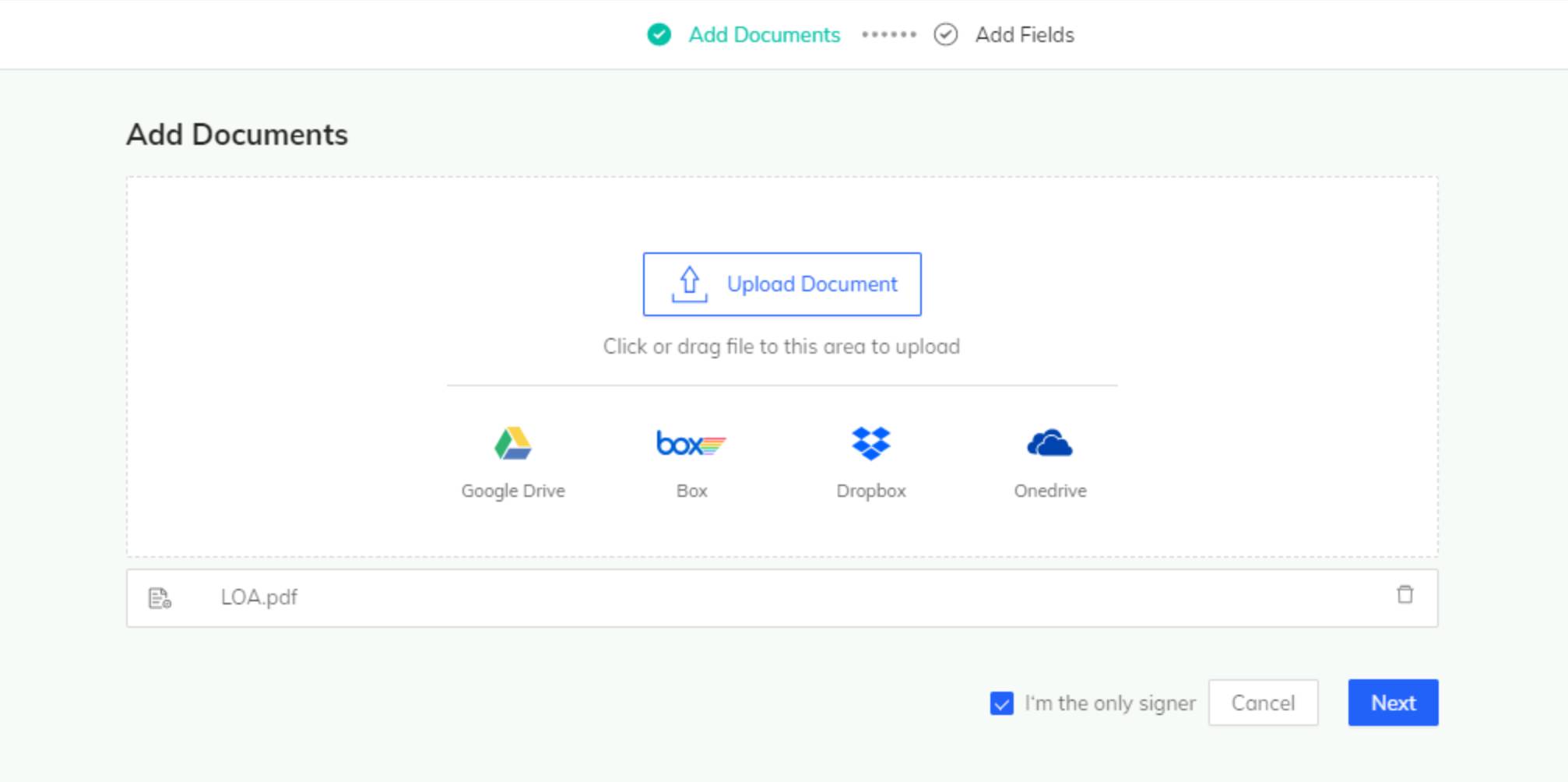 Upload Document in app